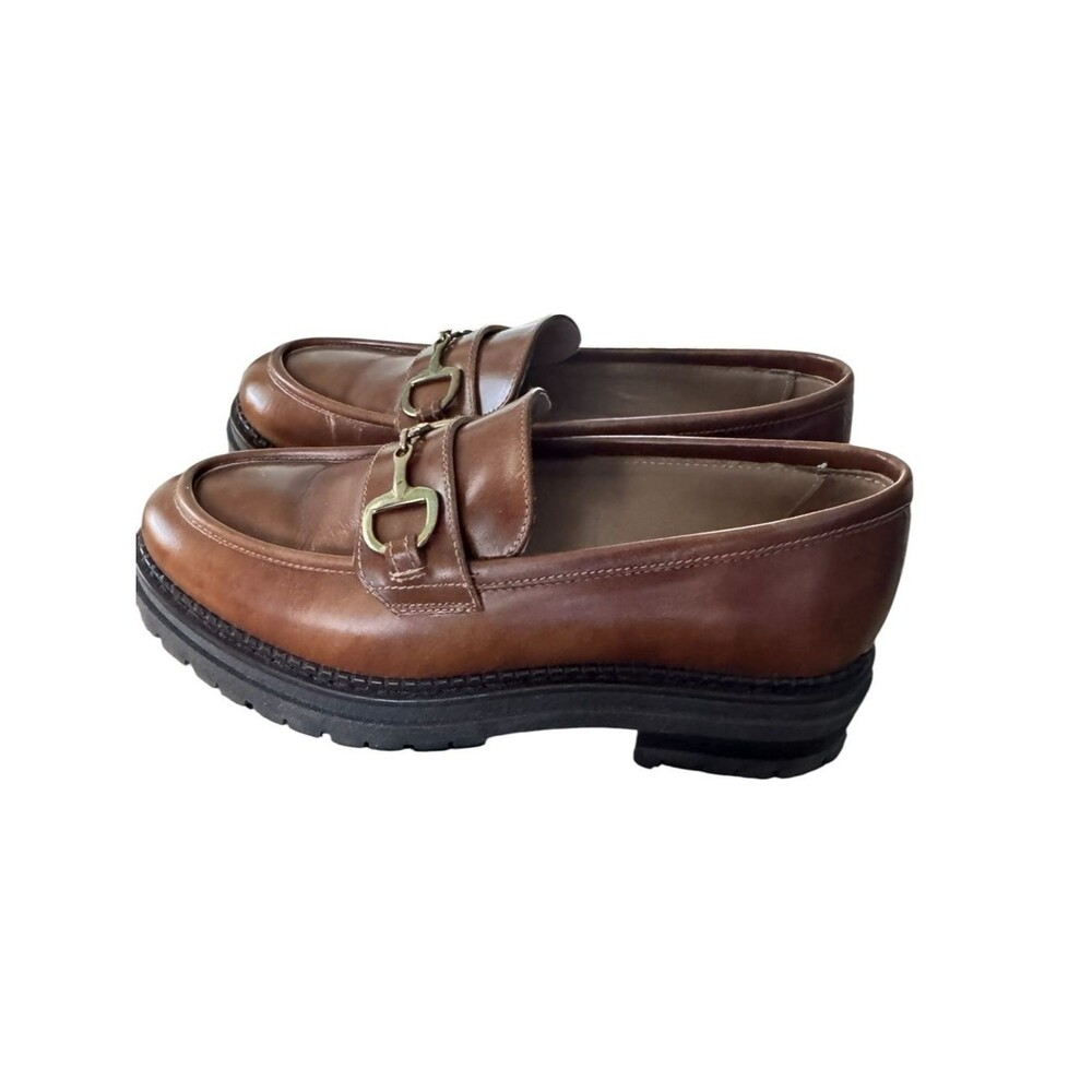 Nero Giardini Chestnut Brown Leather Lug-Sole Bit Loafers